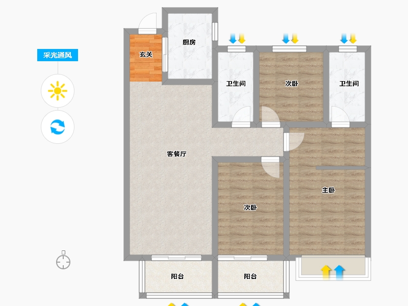 河南省-平顶山市-建业公园里-93.00-户型库-采光通风