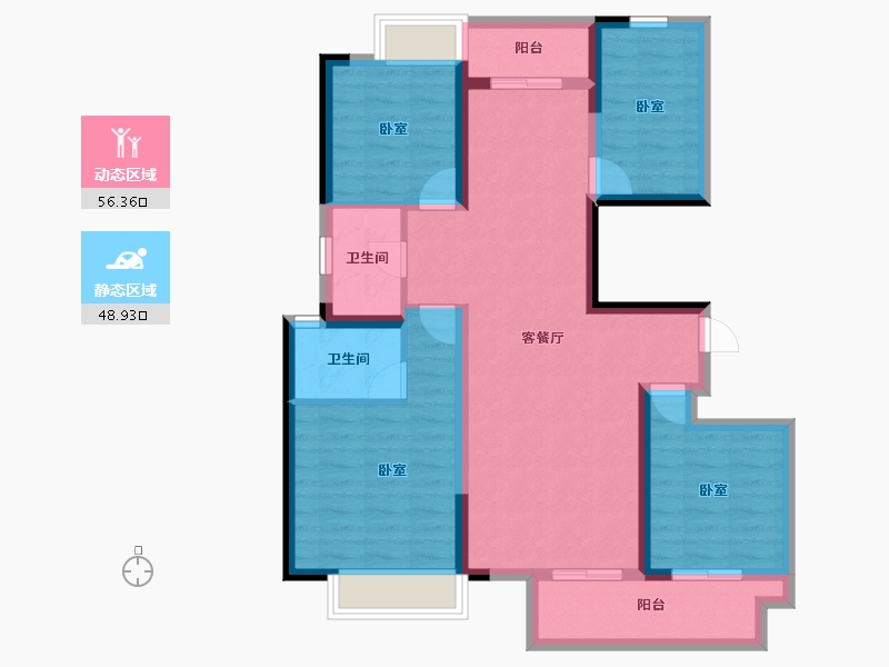 湖北省-黄冈市-方木山居-93.39-户型库-动静分区