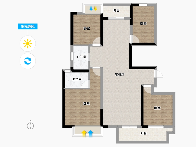 湖北省-黄冈市-方木山居-93.39-户型库-采光通风