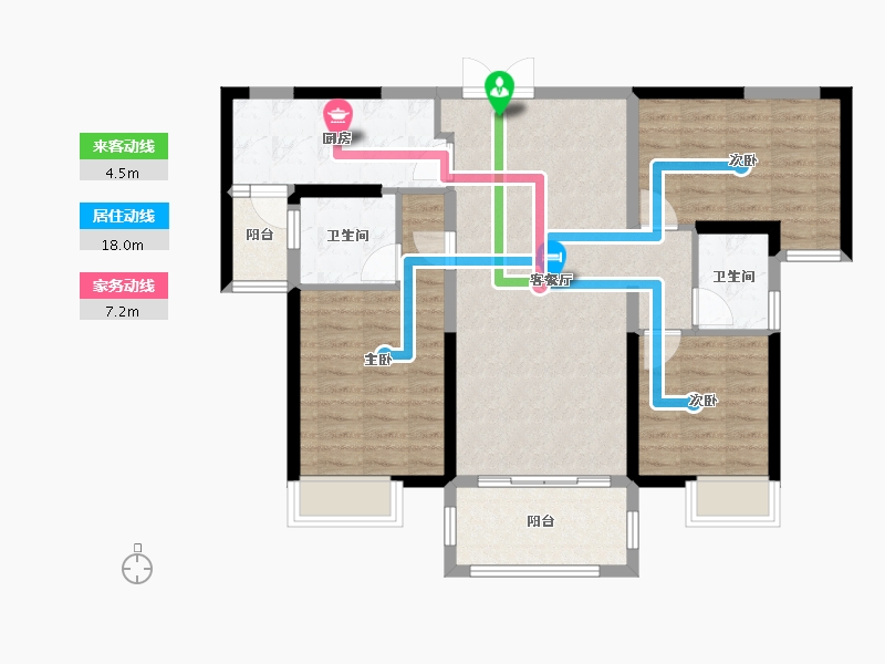 湖南省-湘潭市-长房潭房·时代公馆-90.12-户型库-动静线