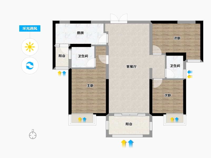 湖南省-湘潭市-长房潭房·时代公馆-90.12-户型库-采光通风