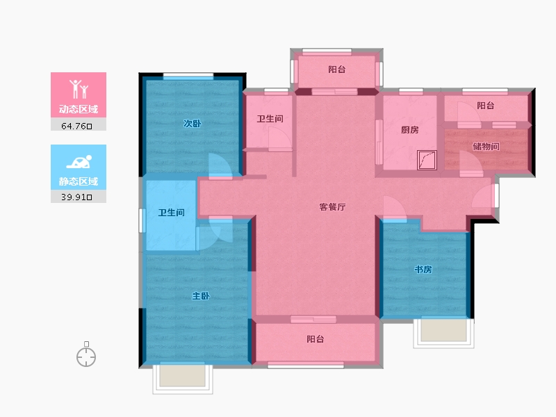 湖南省-长沙市-春和景园-91.41-户型库-动静分区