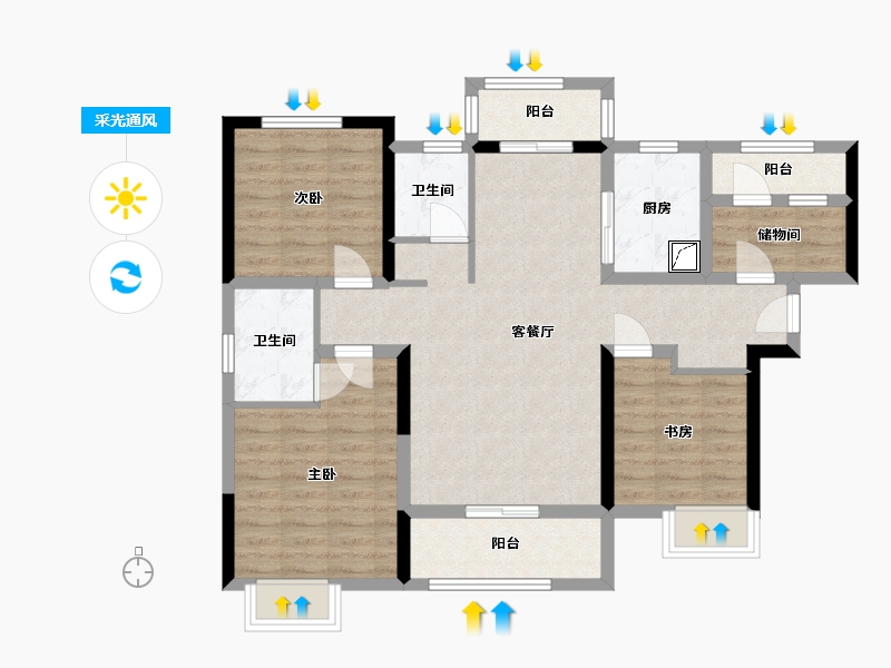 湖南省-长沙市-春和景园-91.41-户型库-采光通风