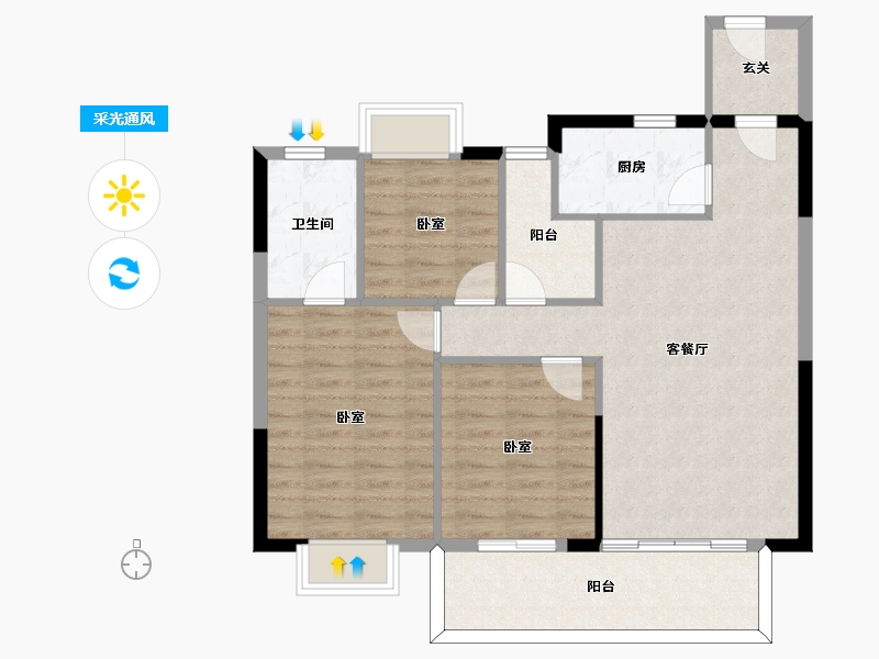 河南省-信阳市-康桥学苑-86.54-户型库-采光通风