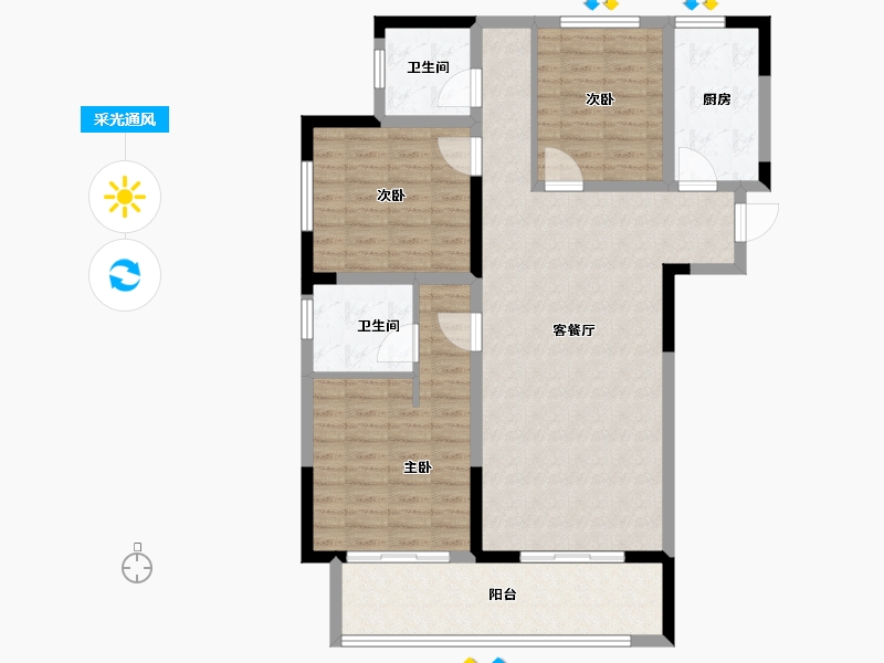 河南省-开封市-亚新大梁府-106.00-户型库-采光通风