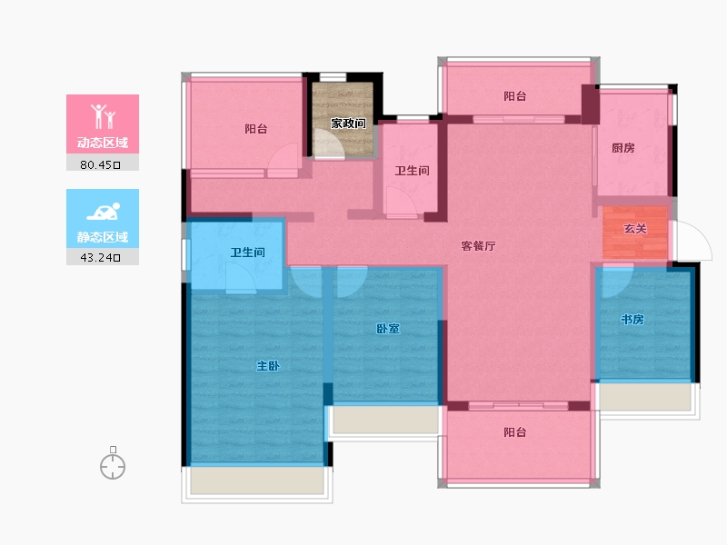 广东省-惠州市-蓝光铂汇公馆-113.00-户型库-动静分区