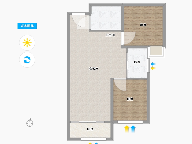 山东省-烟台市-银座广场-74.01-户型库-采光通风