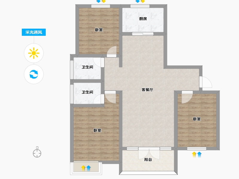 河南省-信阳市-湾湖春天-97.30-户型库-采光通风