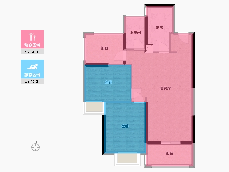 广东省-惠州市-雅居乐御宾府-71.40-户型库-动静分区