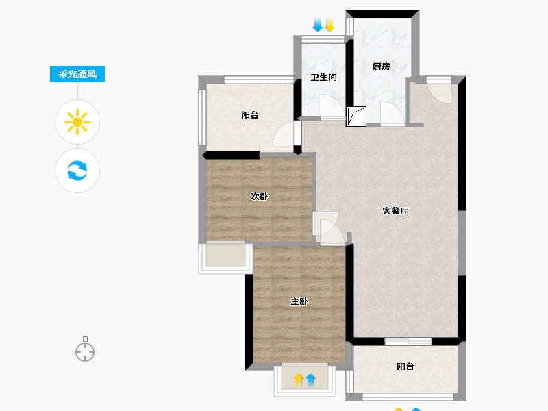 广东省-惠州市-雅居乐御宾府-71.40-户型库-采光通风