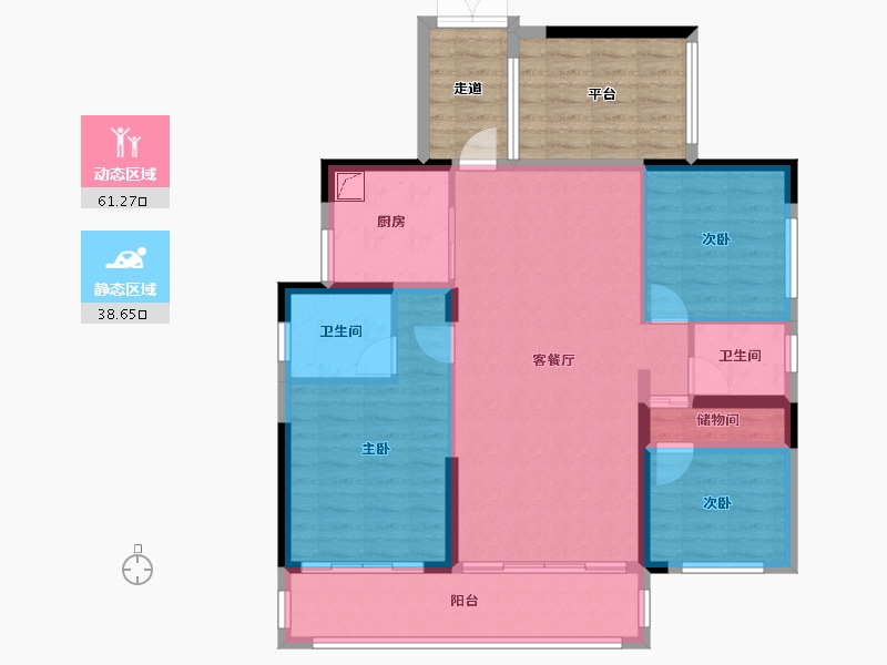 湖南省-湘潭市-步步高新天地-103.65-户型库-动静分区