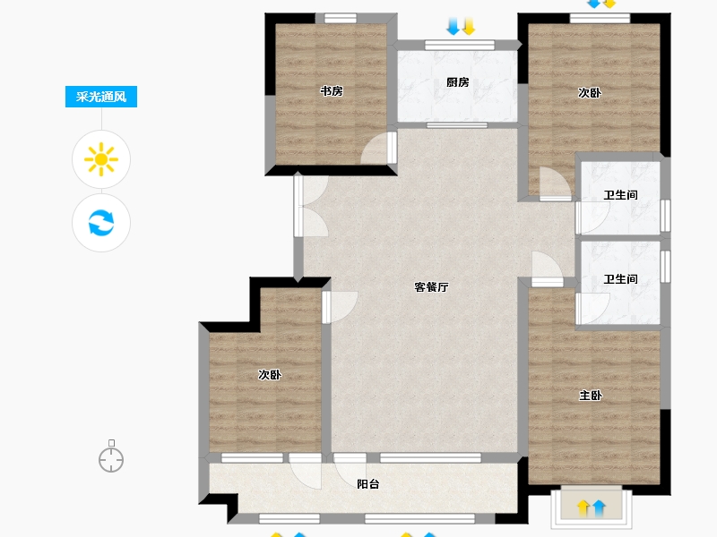 山东省-潍坊市-恒信阳光城-107.85-户型库-采光通风