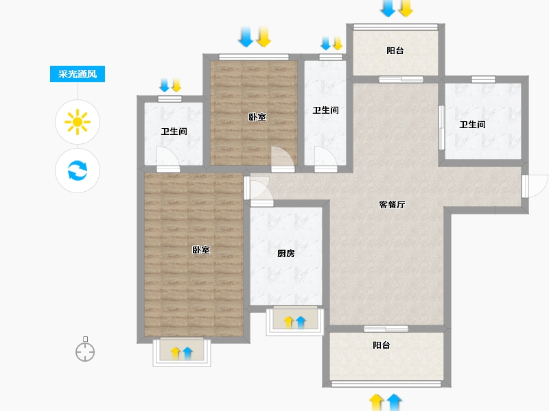 湖南省-株洲市-青龙湾-115.00-户型库-采光通风