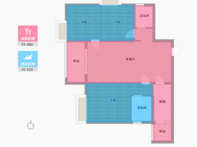 四川省-成都市-王府花园御锦苑-85.44-户型库-动静分区