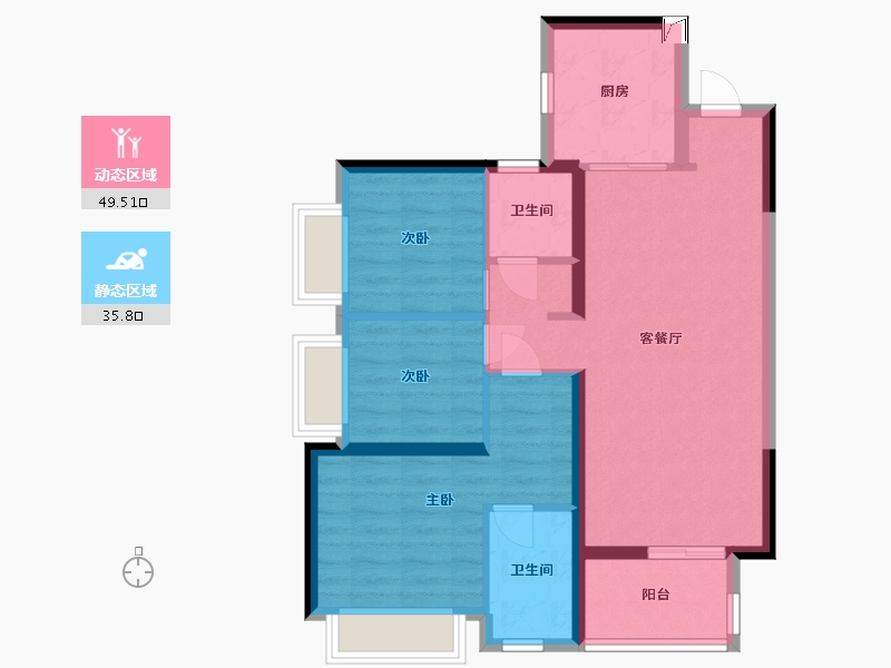 广东省-惠州市-灿邦珑廷-75.78-户型库-动静分区