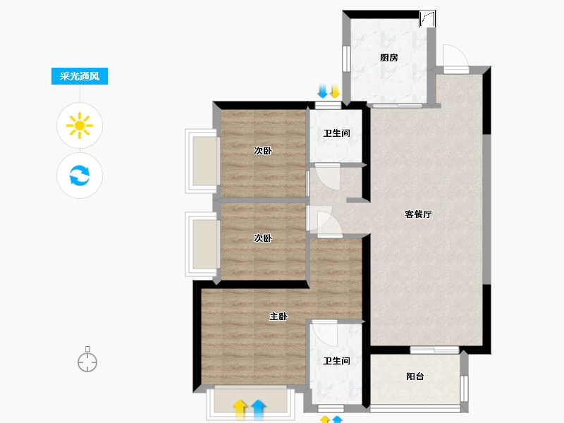 广东省-惠州市-灿邦珑廷-75.78-户型库-采光通风