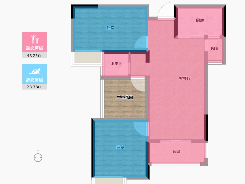 湖北省-宜昌市-清江·月亮湾-75.50-户型库-动静分区