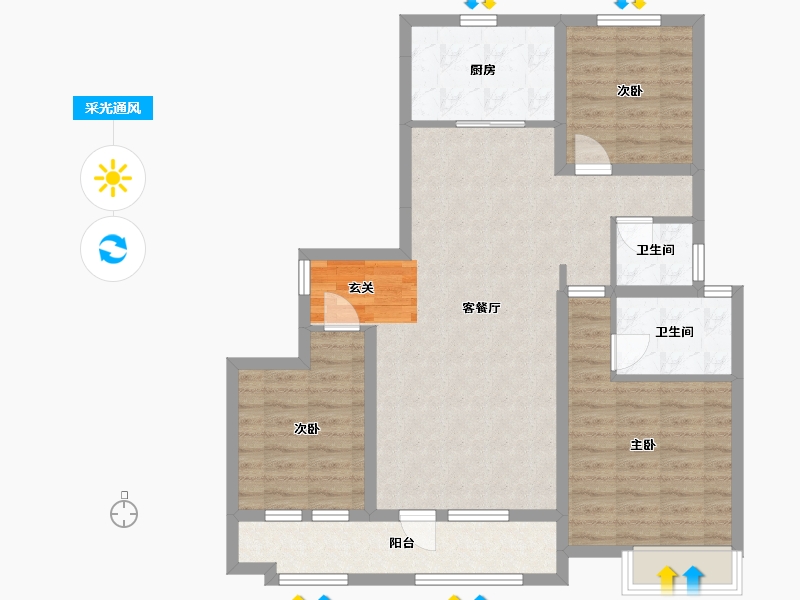 山东省-潍坊市-高创水岸蓝湾-92.12-户型库-采光通风