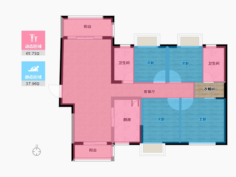 湖南省-长沙市-美的院子-95.02-户型库-动静分区