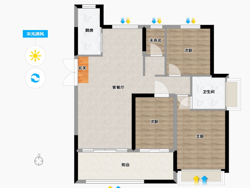 安徽省-蚌埠市-柏庄香府-98.01-户型库-采光通风