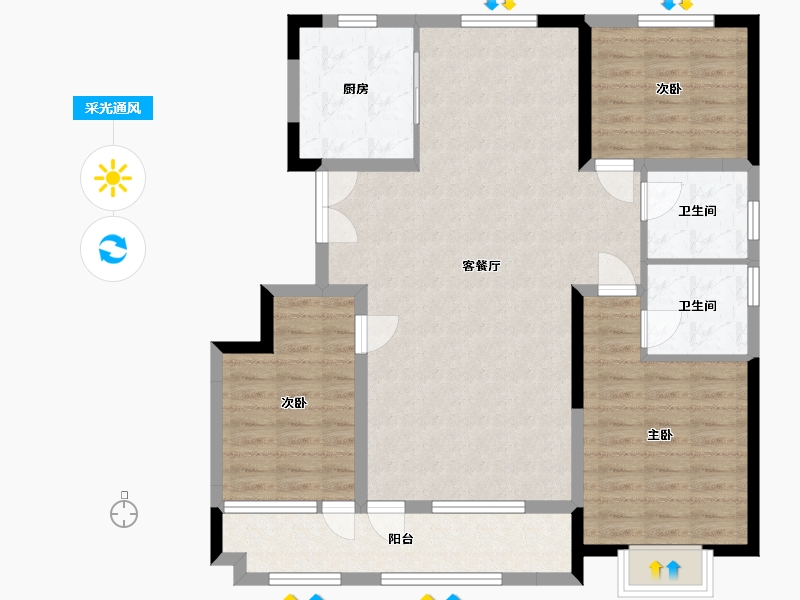 山东省-潍坊市-恒信阳光城-103.51-户型库-采光通风