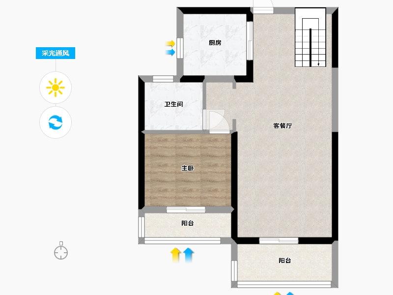 广东省-惠州市-雅居乐御宾府-61.97-户型库-采光通风