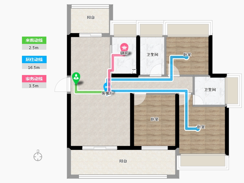 广东省-江门市-东方华庭-85.75-户型库-动静线