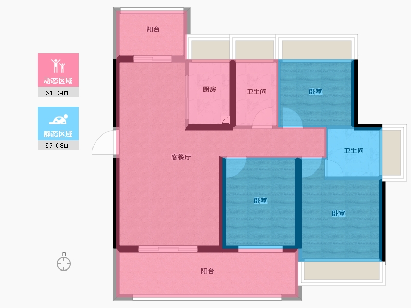 广东省-江门市-东方华庭-85.75-户型库-动静分区