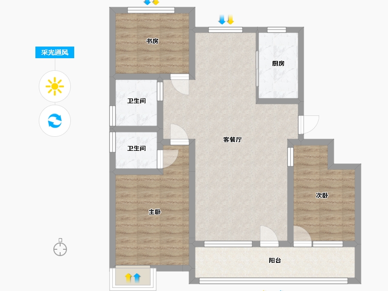 山东省-潍坊市-博裕7号-88.01-户型库-采光通风