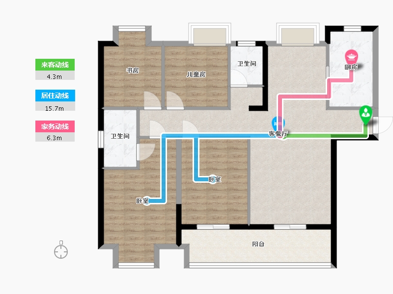 湖北省-天门市-南德荟景湾-108.71-户型库-动静线