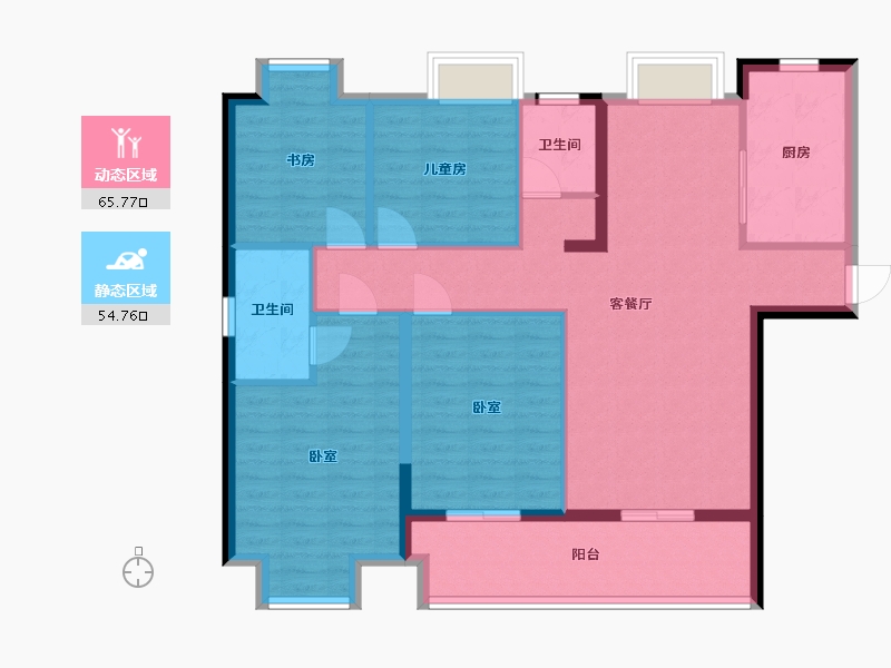 湖北省-天门市-南德荟景湾-108.71-户型库-动静分区