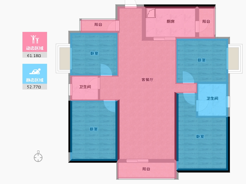 湖南省-株洲市-美的蓝溪谷-102.04-户型库-动静分区