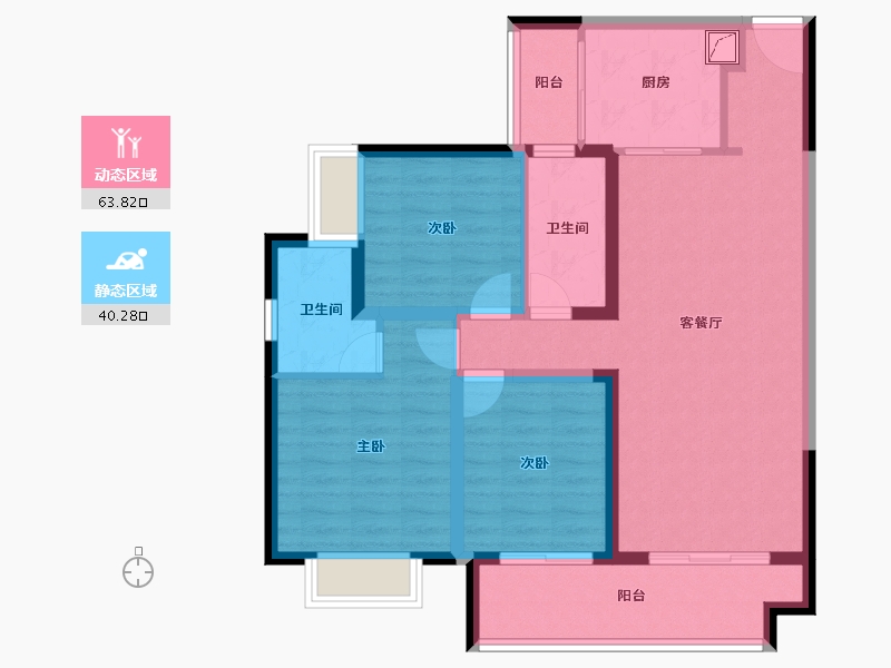 湖南省-长沙市-美的院子-92.51-户型库-动静分区