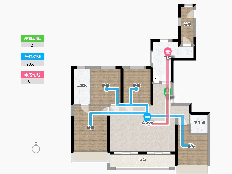 湖北省-武汉市-滨江金茂府-110.53-户型库-动静线