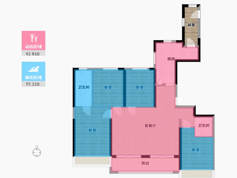 湖北省-武汉市-滨江金茂府-110.53-户型库-动静分区