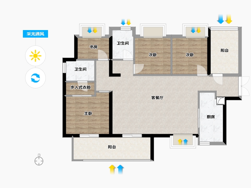 广东省-惠州市-灿邦珑廷-103.70-户型库-采光通风