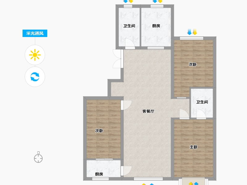 山东省-潍坊市-恒信·御峰-104.80-户型库-采光通风