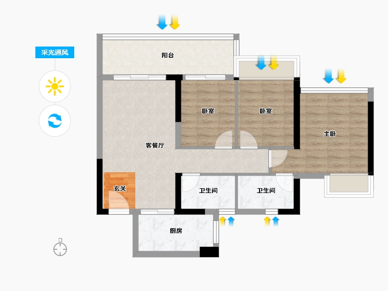 广东省-惠州市-星河山海半岛-74.11-户型库-采光通风