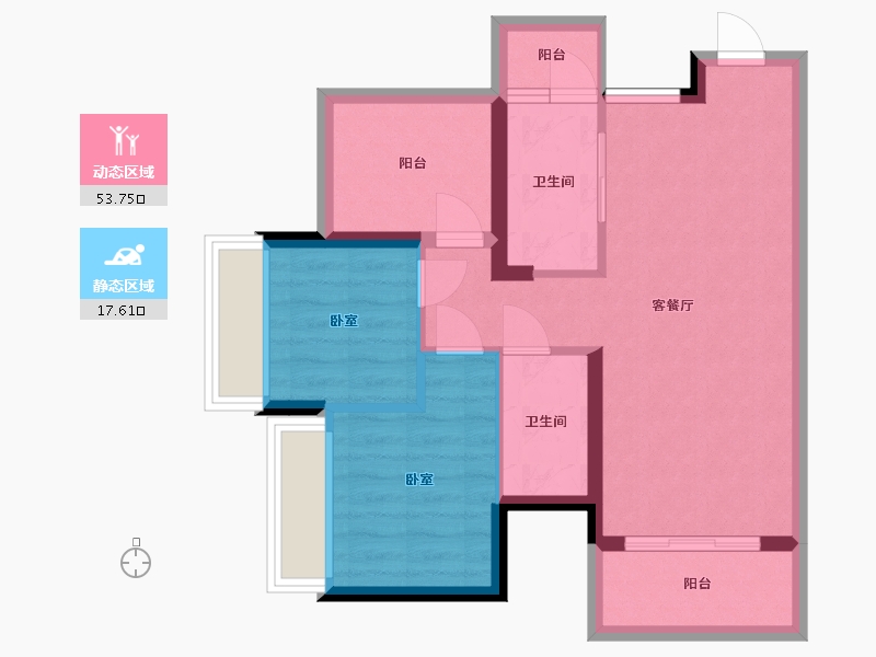 广东省-惠州市-龙光玖云台-63.25-户型库-动静分区