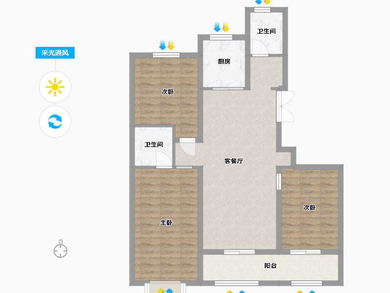 山东省-潍坊市-恒信·御峰-91.24-户型库-采光通风