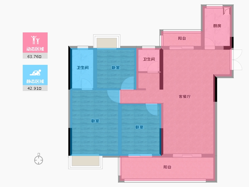 湖北省-宜昌市-弘洋·新都汇-94.98-户型库-动静分区