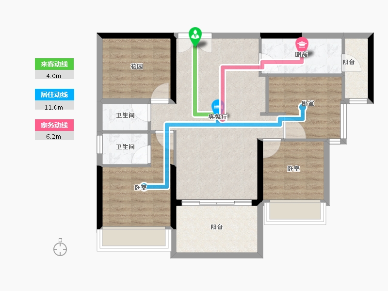 广东省-湛江市-长盈城市花园-83.72-户型库-动静线