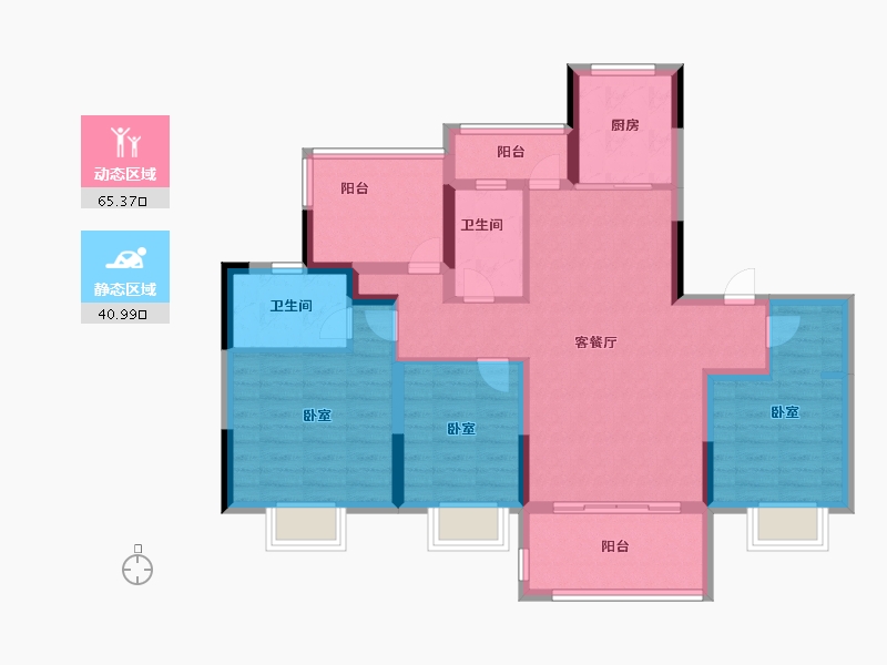 广东省-惠州市-金科蓝山府-93.99-户型库-动静分区