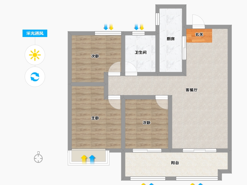 安徽省-阜阳市-天盛·凤凰城-81.67-户型库-采光通风