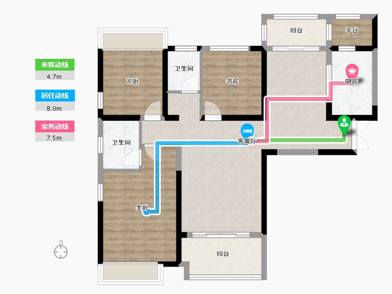 湖南省-湘潭市-长房潭房·时代公馆-100.63-户型库-动静线