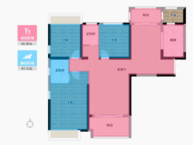 湖南省-湘潭市-长房潭房·时代公馆-100.63-户型库-动静分区