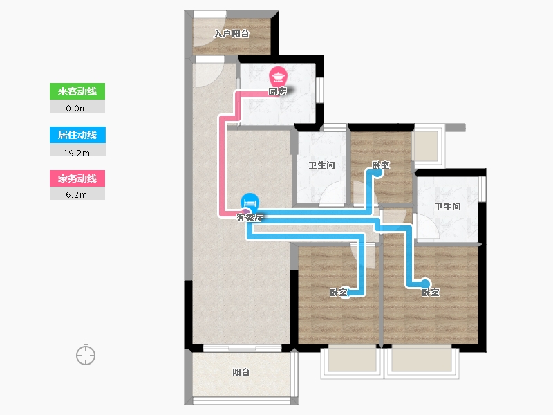 广东省-江门市-鹤山时代天韵-70.01-户型库-动静线