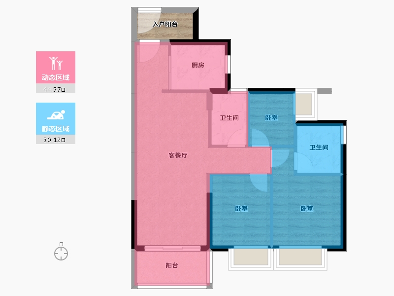 广东省-江门市-鹤山时代天韵-70.01-户型库-动静分区