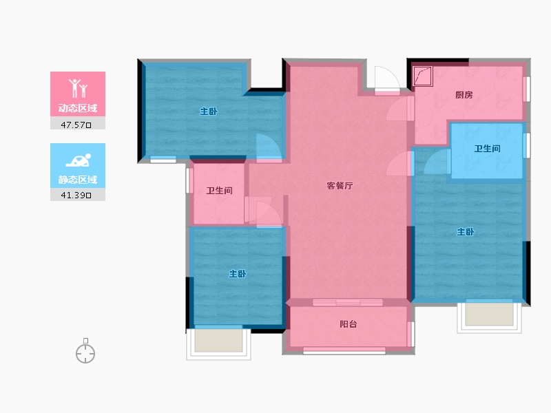 湖南省-长沙市-春和景园-78.90-户型库-动静分区