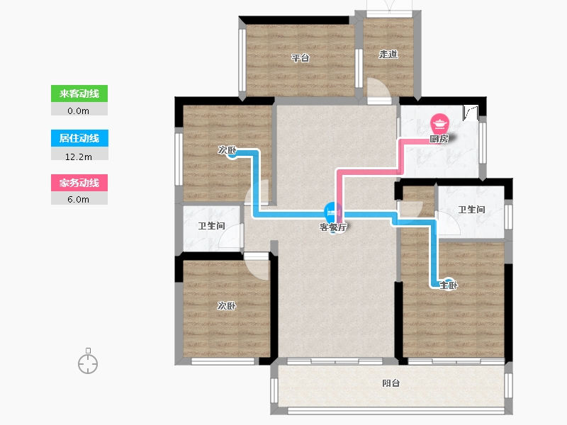 湖南省-湘潭市-步步高新天地-103.44-户型库-动静线